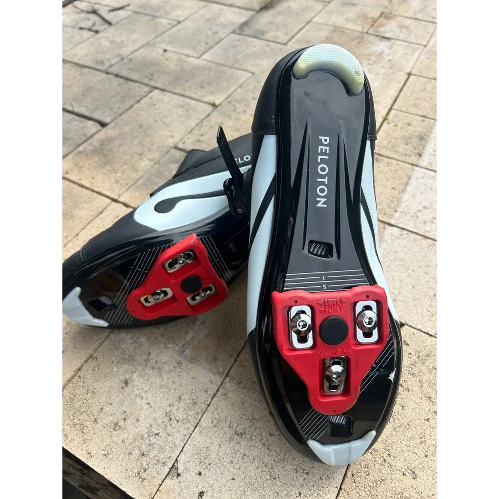 Peloton Cycling Shoes Black Red EU 42 Mens 9 Womens 11 with Cleats PL-SH-01